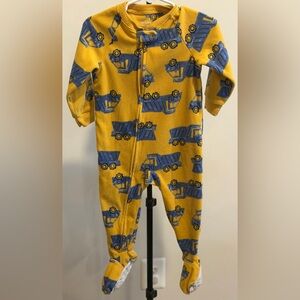 Carter's Yellow Fleece Footed One-Piece with Blue Truck Print